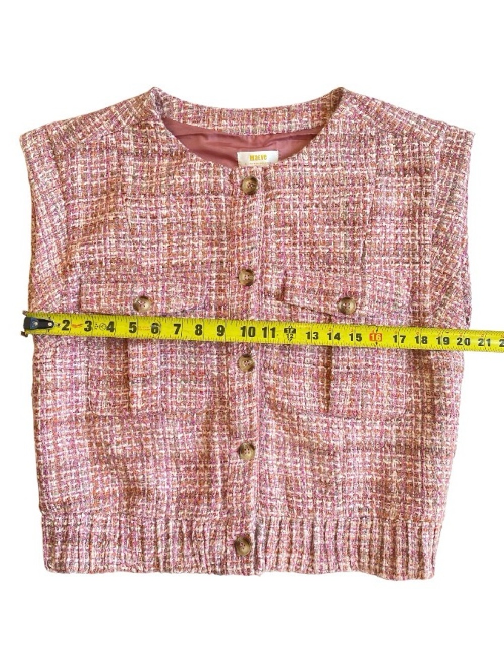 Maeve Extended Shoulder Tweed Vest Size M Wool Blend - Picture 5 of 11